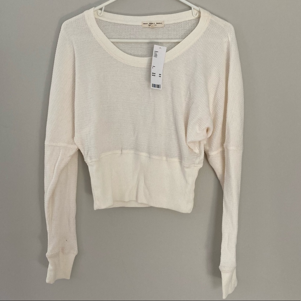 Truly madly deeply Anthropologie waffle shirt NWT